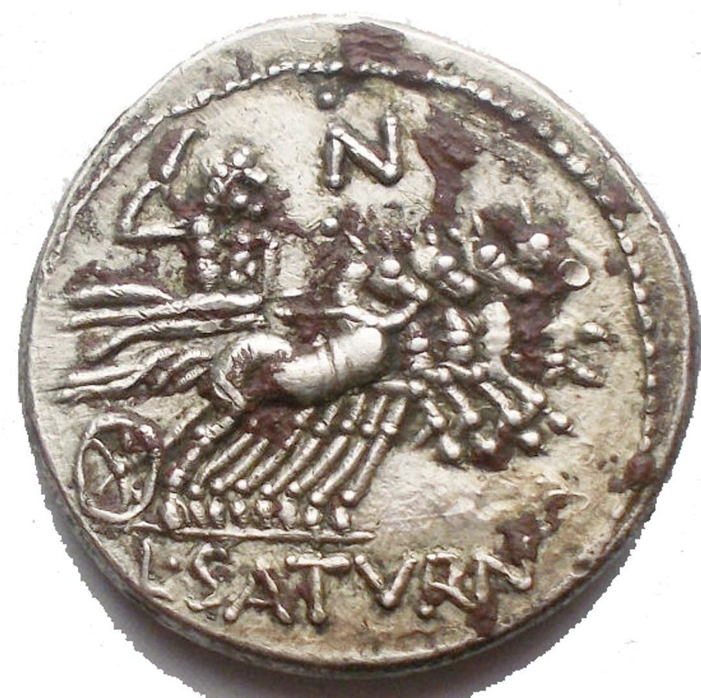 Roman Republic. L. Appuleius Saturninus, 104 BC. Fourrée Denarius  (No reserve price) #1.0