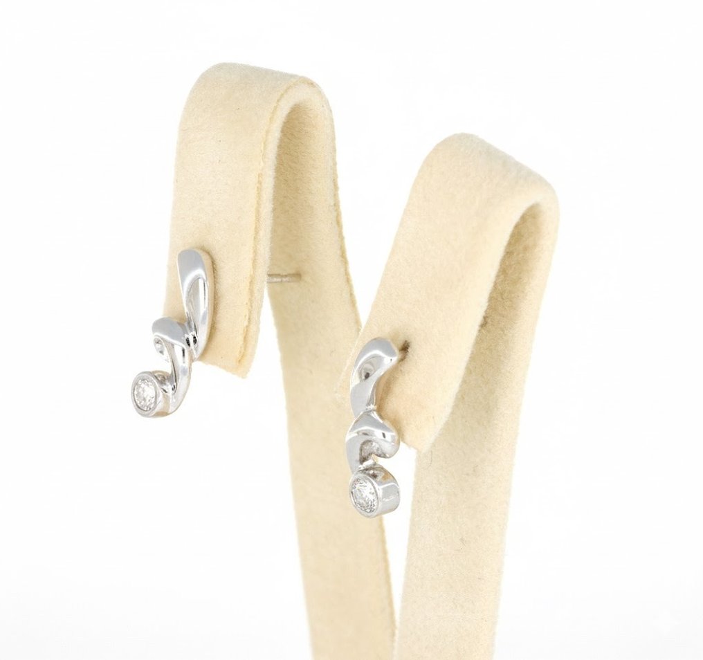 χωρίς τιμή ασφαλείας - Σκουλαρίκια - 18 καράτια Λευκός χρυσός -  0.10ct. tw. Διαμάντι (Φυσικό)  #4.3