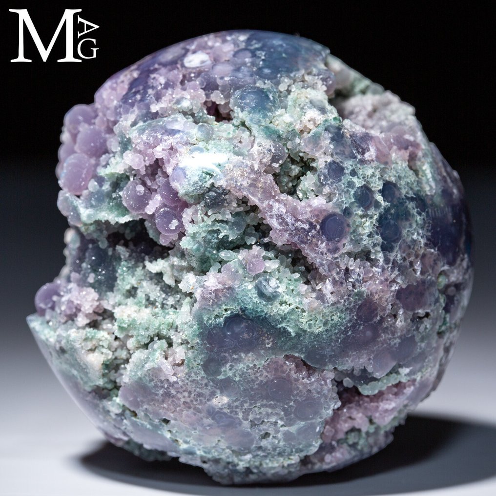 葡萄玛瑙——来自印度尼西亚的球状簇状体——紫色石英的微小球体，具有球状结构。 - 高度: 62 mm - 闊度: 62 mm- 255 g #3.2