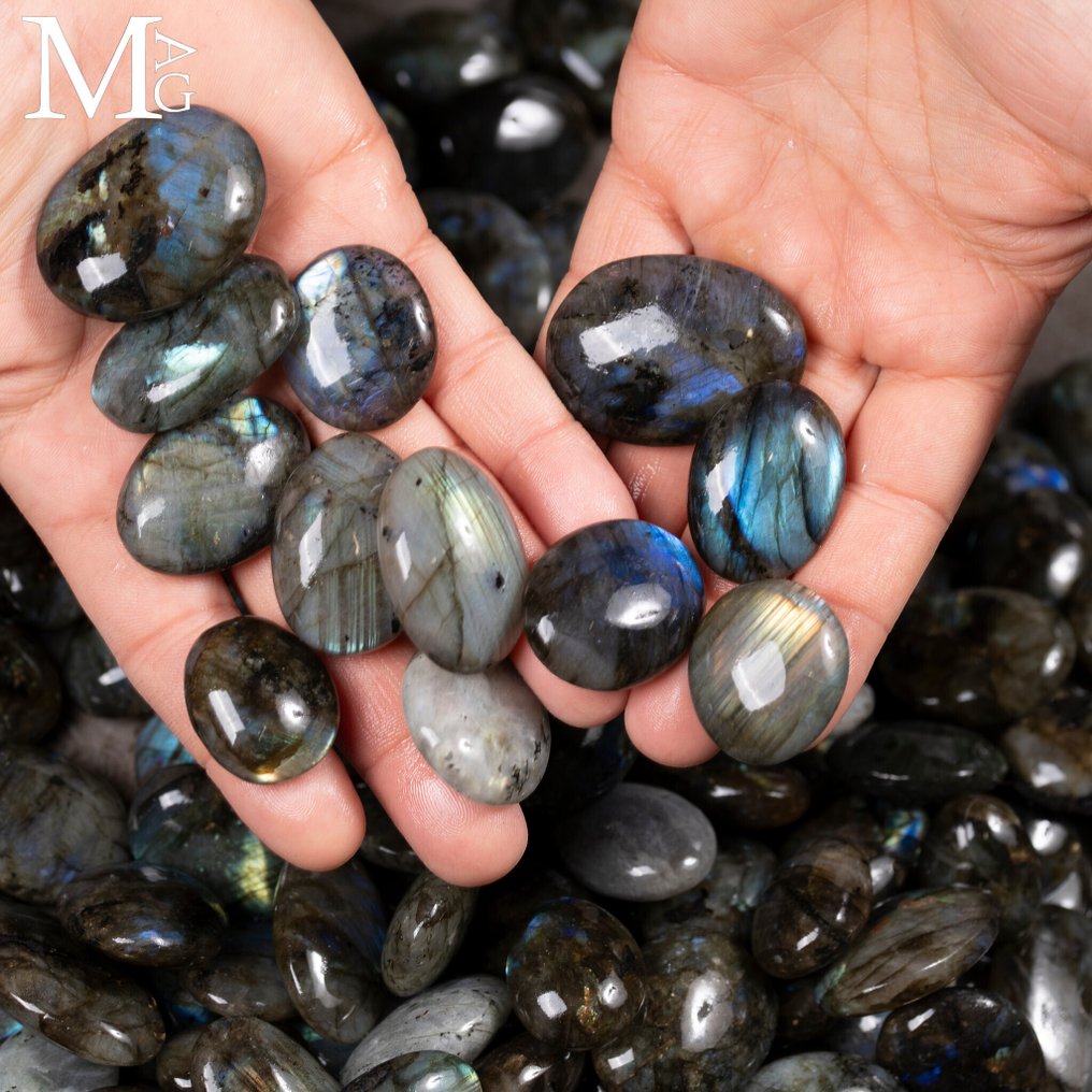 1 kg Labradorite Tumbled Stone Collection – Healing & Decorative Use - Height: 1 mm - Width: 1 mm- 1000 g #1.0
