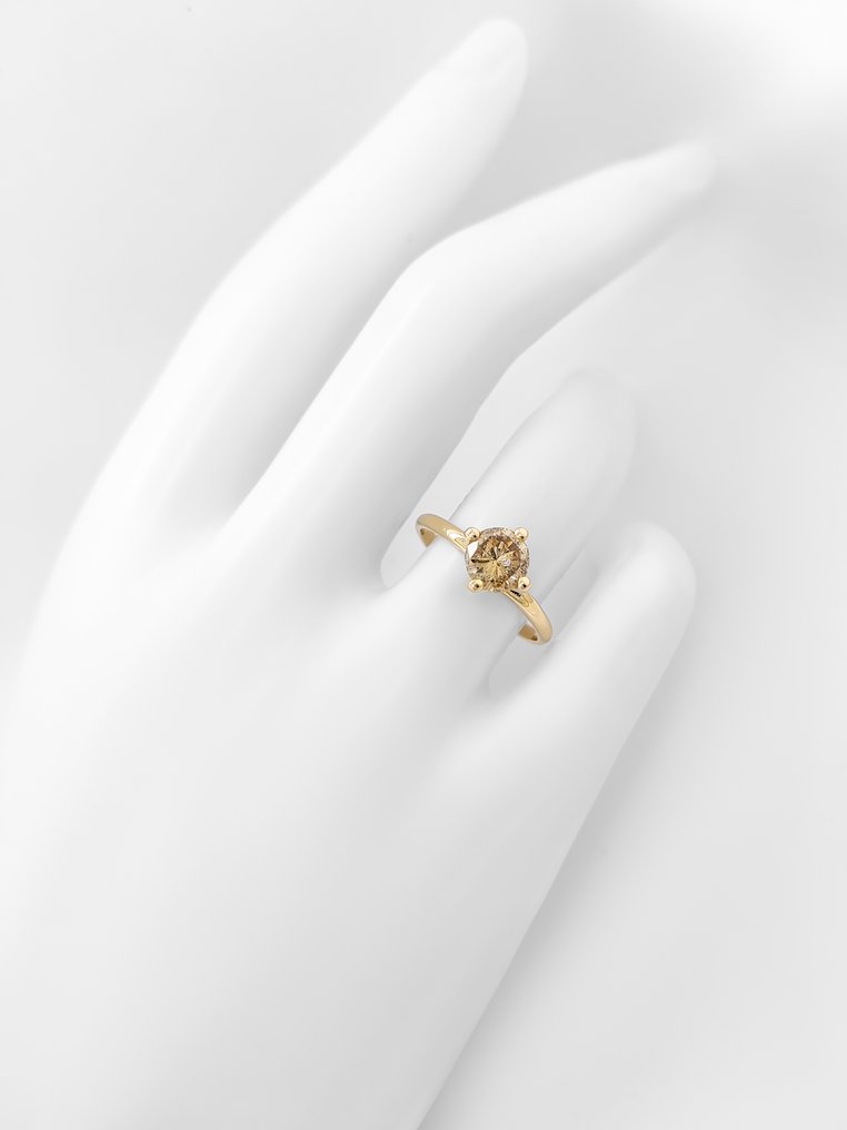 沒有保留價 - 戒指 - 14 克拉 黃金 -  1.02ct. tw. 鉆石 (天然彩色) - IGI 证书 #4.3