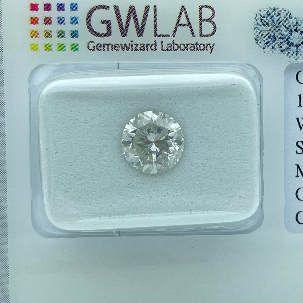 Sem preço de reserva - 1 pcs Diamante (Natural) - 1.51 ct - Redondo - D (incolor) - SI3 - Gemewizard Gemological Laboratory (GWLab) #1.0