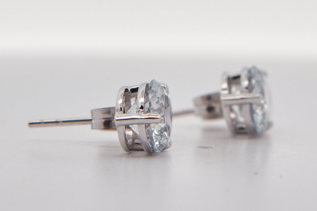 Nincs minimálár - Drop fülbevaló - 14 kt. Fehér arany - 3.07ct. tw. Gyémánt (Laboratóriumban előállított) #2.1