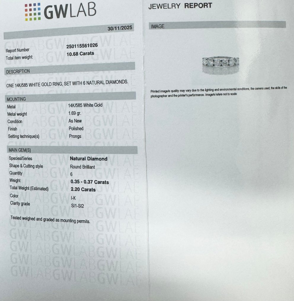 χωρίς τιμή ασφαλείας - Δαχτυλίδι - 14 καράτια Λευκός χρυσός -  2.20ct. tw. Διαμάντι (Φυσικό) - Χρώμα I-K, καθαρότητα SI1-SI2. #2.1