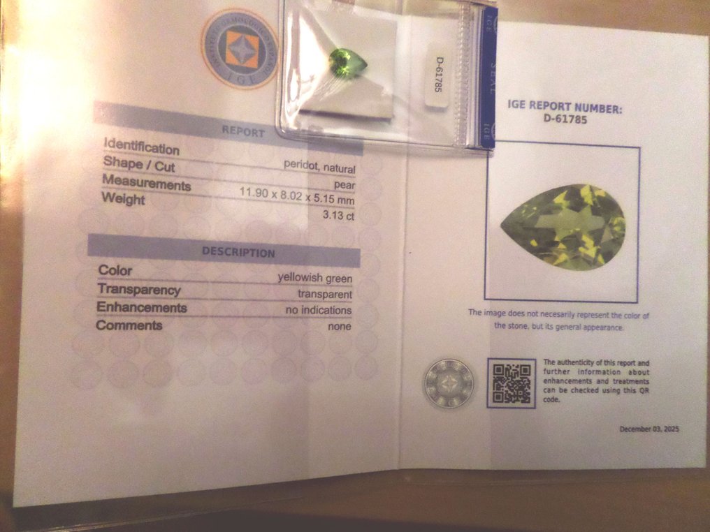 Peridot - 3.13 ct - Instituto Gemólogico Español (IGE) #4.3