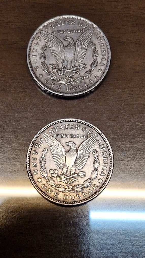 Amerikas forente stater. Due dollari Morgan del 1885 - zecca New Orleans - e 1921 - zecca di Denver (Ingen reservasjonspris) #3.2