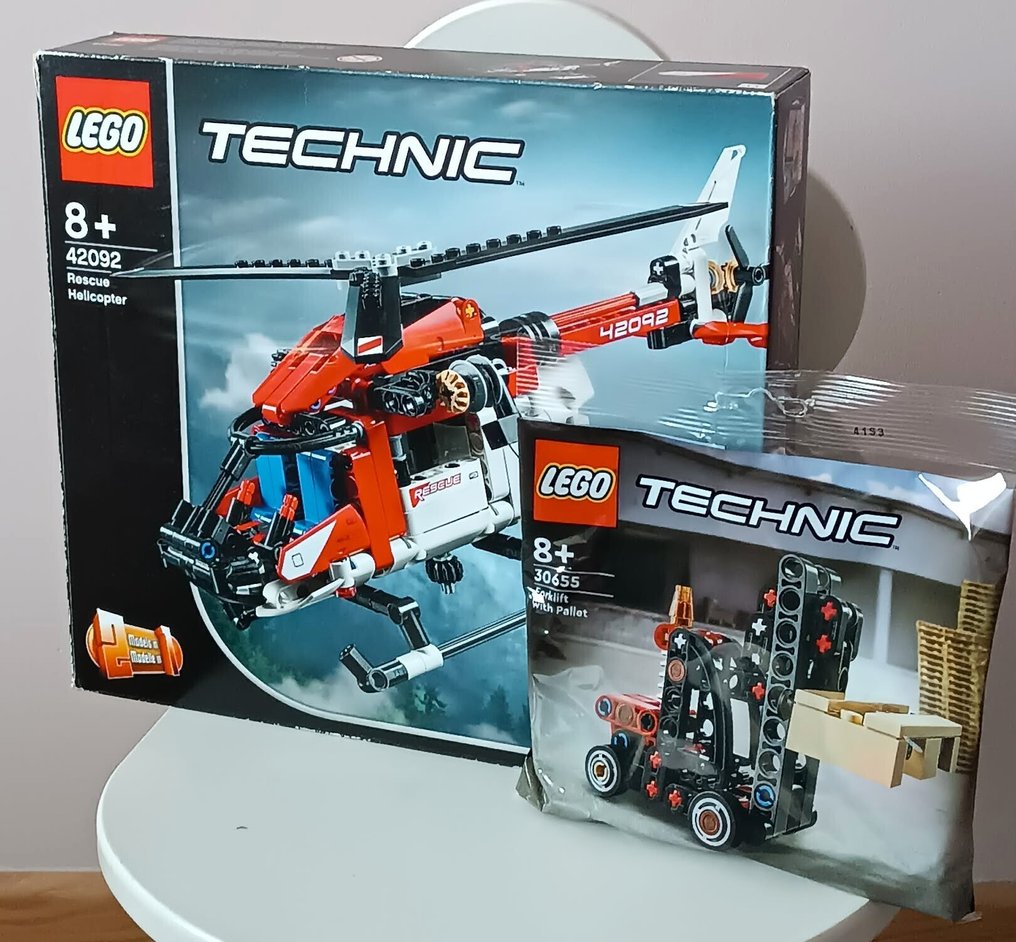 LEGO - Technic - 42092, 30655 - SUPER ZESTAW - LEGO Technic 42092 - Helikopter ratunkowy + Lego Technic Wózek Widłowy - Unikat #1.0