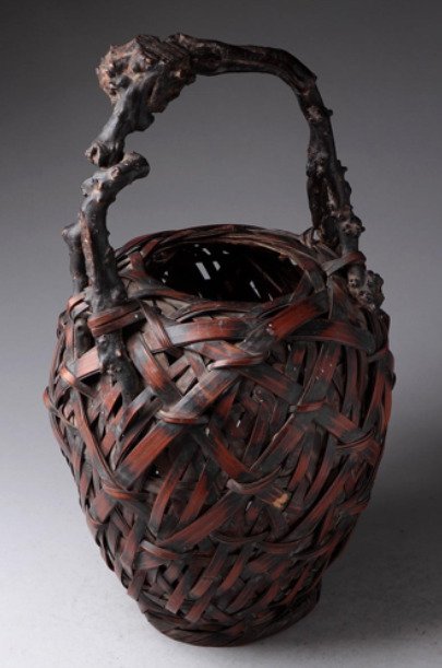 Susudake竹花篮配天然木柄 - 竹 - 日本 - 1900-2000 #1.0