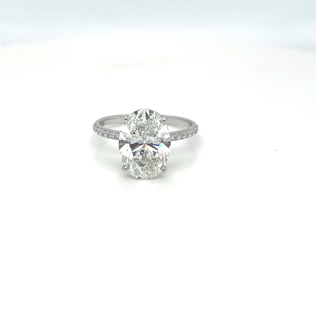 Ring - 14 karat Hvitt gull - 4.23ct. tw. Diamant (Lab-dyrket) - Diamant #1.0