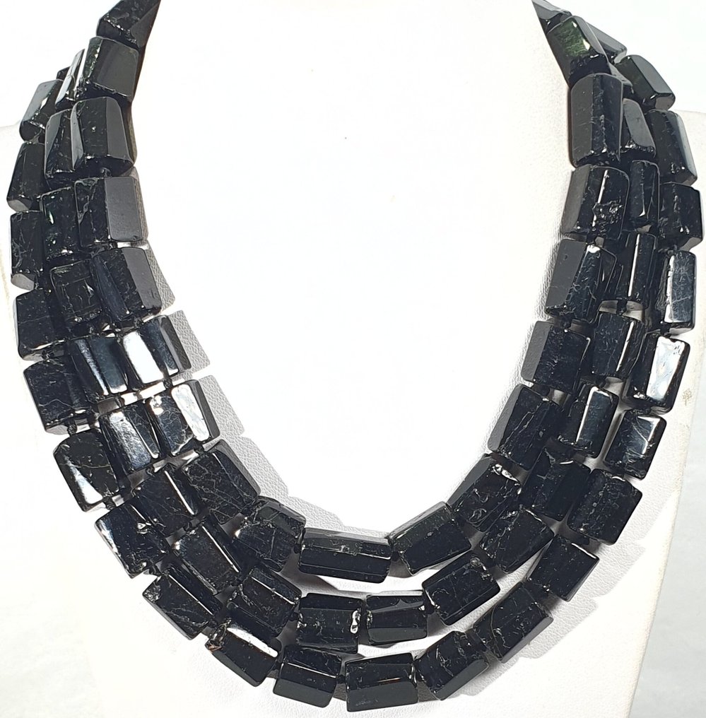 天然黑色碧玺 - 极为罕见 - 远离焦虑和坏心情 - 925纯银 - 一等品质 - 頸鏈 #1.0