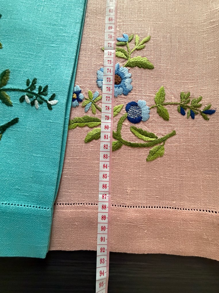 Asciugamani ricamati a mano - Towel (2)  - 92 cm - 60 cm - Pure Linen #3.2