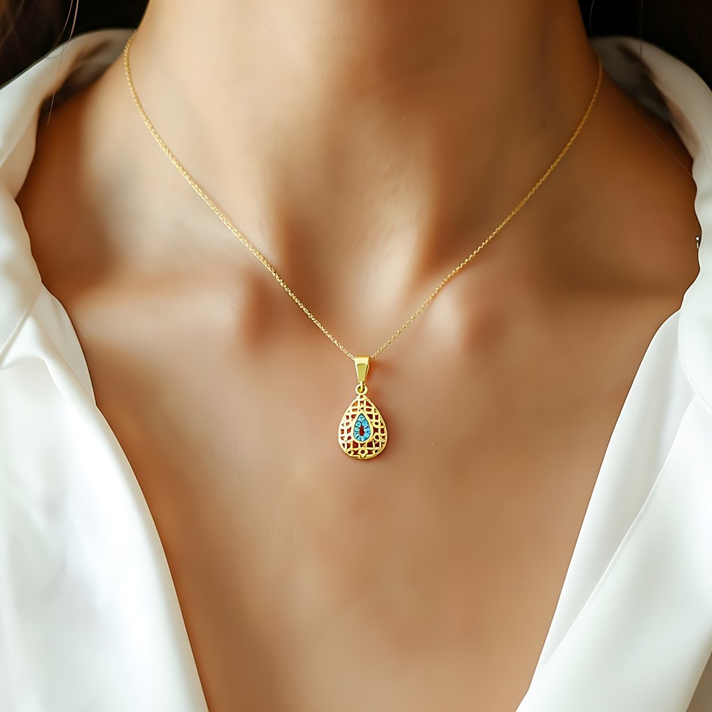 Sans prix de réserve - Collier - 14 carats Or jaune - 0.08ct. tw. Topaze #1.0