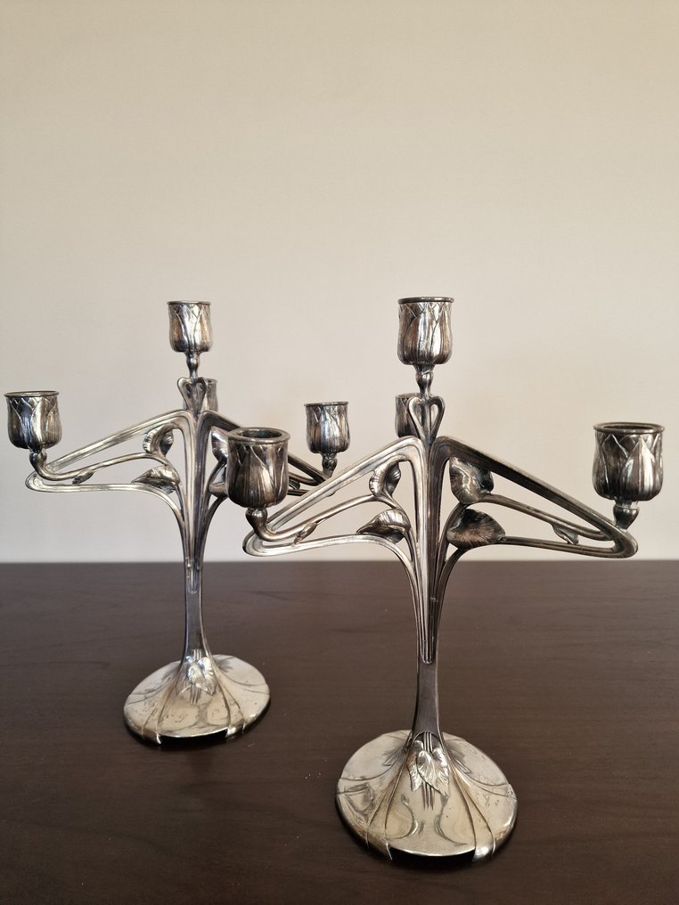 Christofle / Gallia - Candelabro Ninfea (2) - Placcato argento #1.0