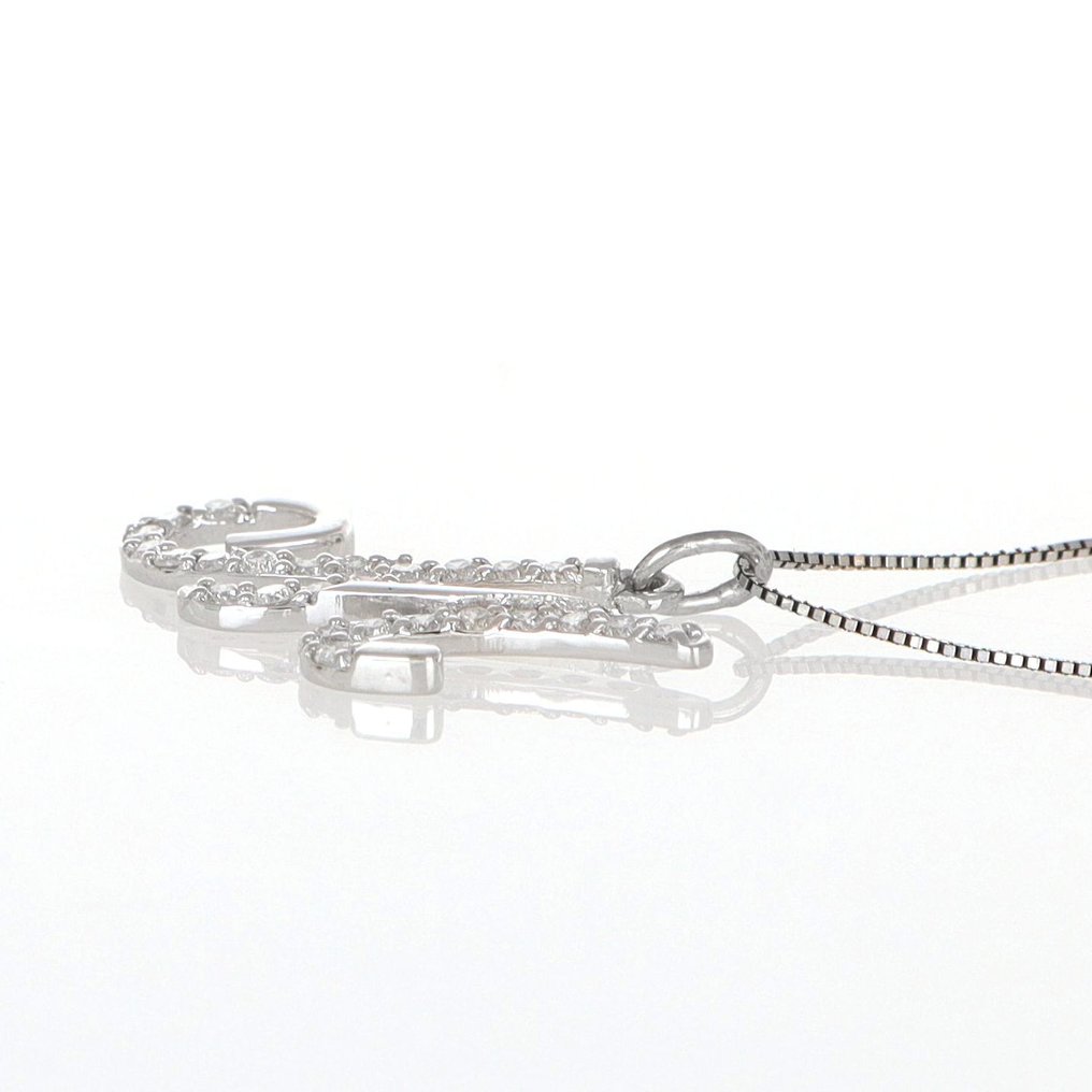 Sem preço de reserva - Colar com pingente - 18 K Ouro branco Diamante (Natural) #2.1