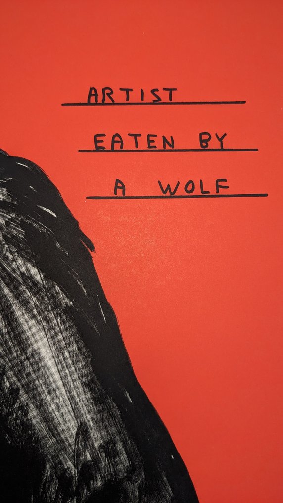 David Shrigley (1968) - numbered, limited edition print - artist eaten by a wolf #2.1