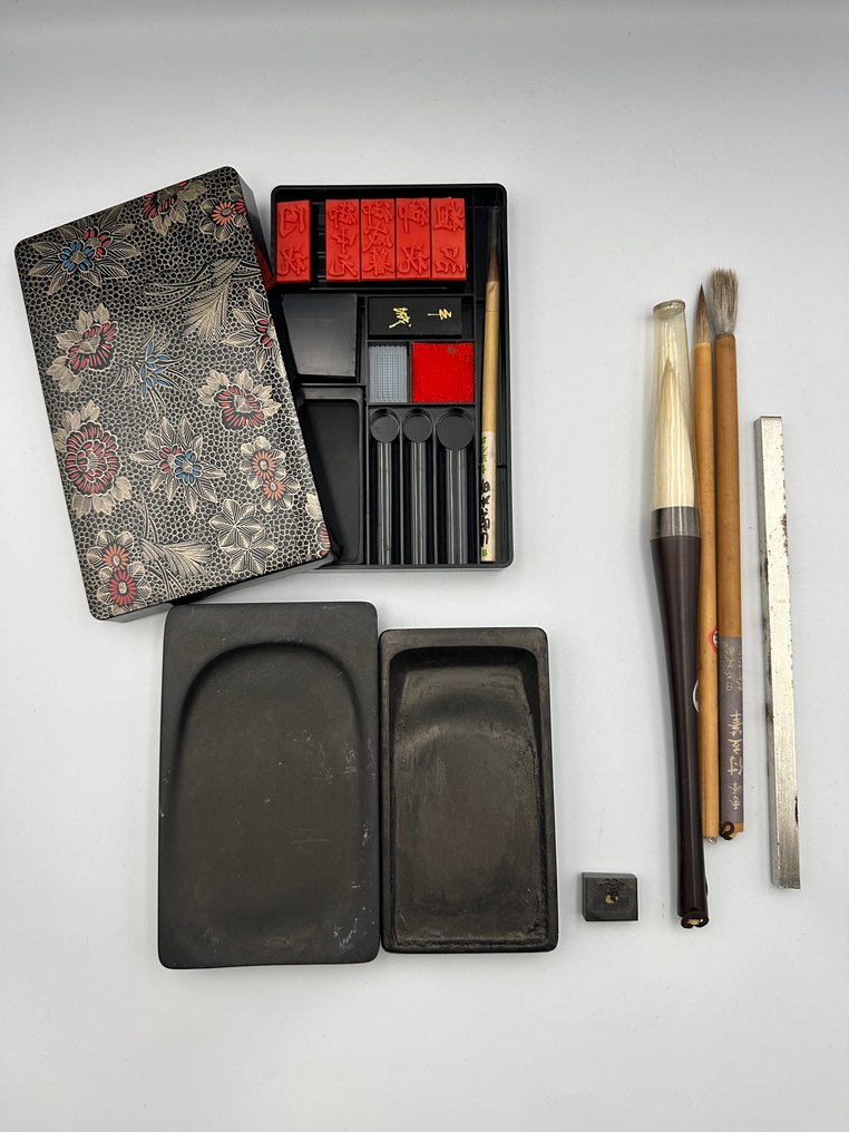 Japanese Calligraphy Set - Inkstone, Brush, Ink, Calligraphy Stamp Set 日本の書道 - Στυλό καλλιγραφίας #1.0