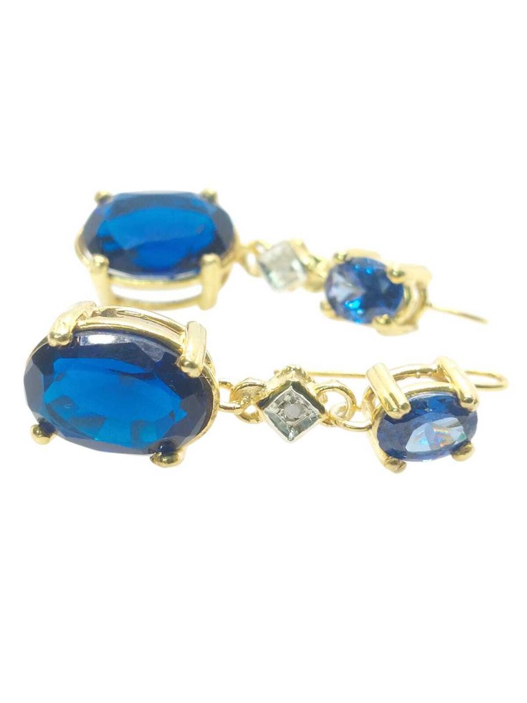 Senza prezzo di riserva - Orecchini - 9 kt Argento, Oro giallo Zaffiro - Pietre preziose miste #2.1