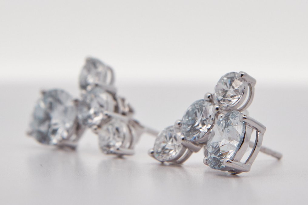 Nincs minimálár - Drop fülbevaló - 14 kt. Fehér arany - 3.74ct. tw. Gyémánt (Laboratóriumban előállított) #4.3