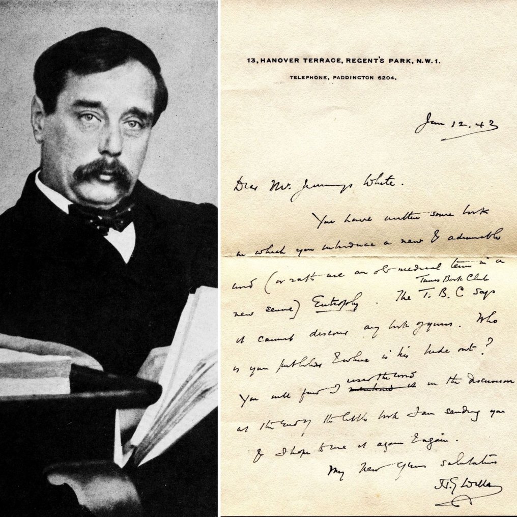 H. G. Wells (1866-1946) [Novelist] - Autograph Letter Signed to Dr Jennings White about the word entrophy - 1942 #1.0