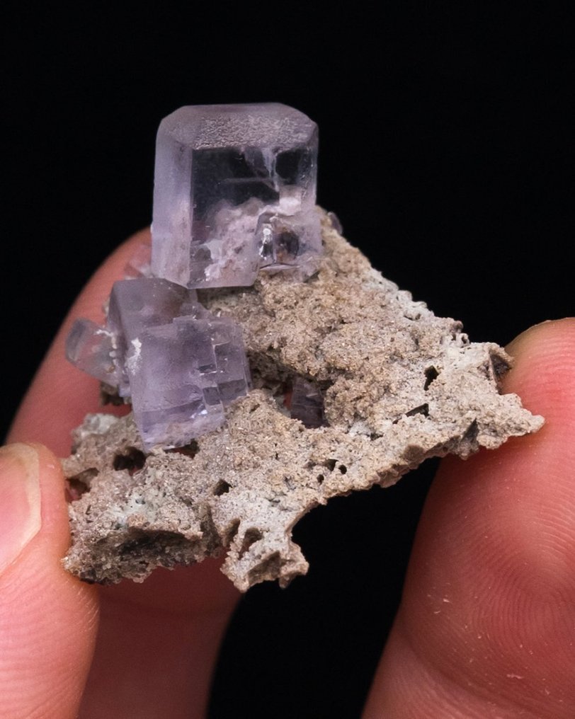 Jasnofioletowy fluoryt Na macierzy - Wysokość: 2.9 cm - Szerokość: 3.2 cm- 5 g - (1) #1.0