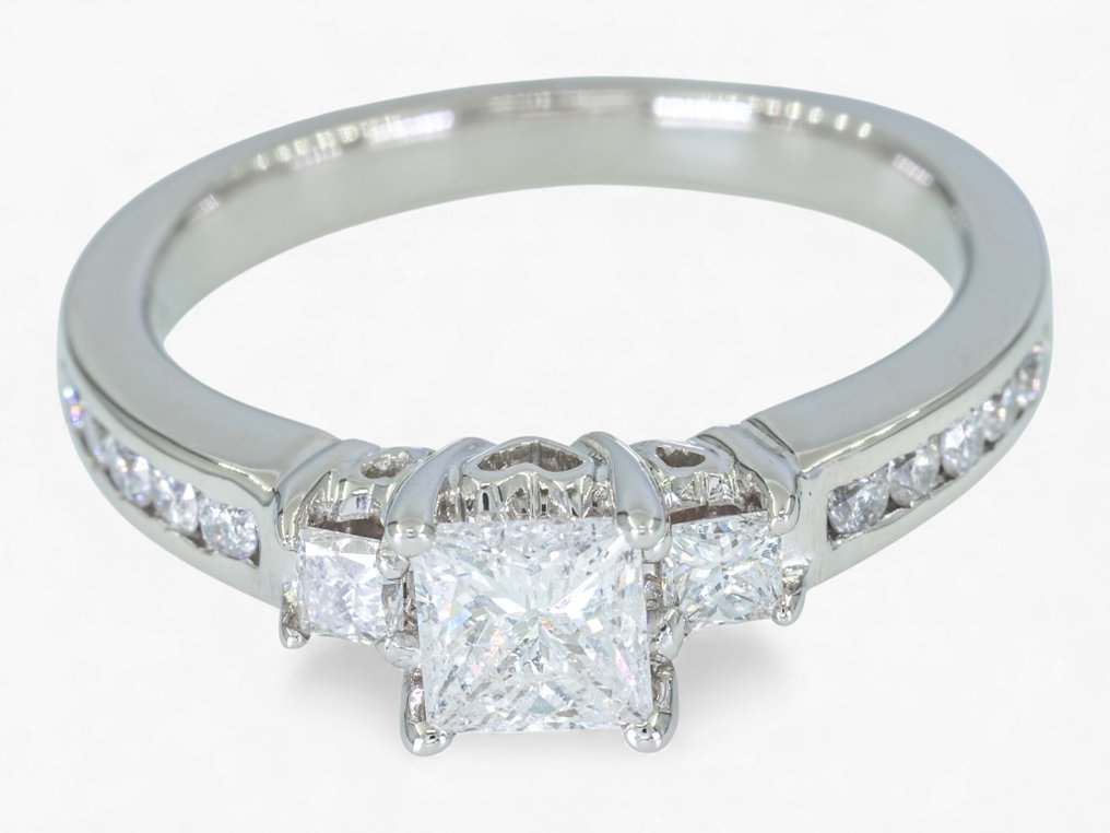 Sem preço de reserva - Anel - 14 K HRD, Ouro branco - 1.10ct. tw. Diamante (Natural) #3.2