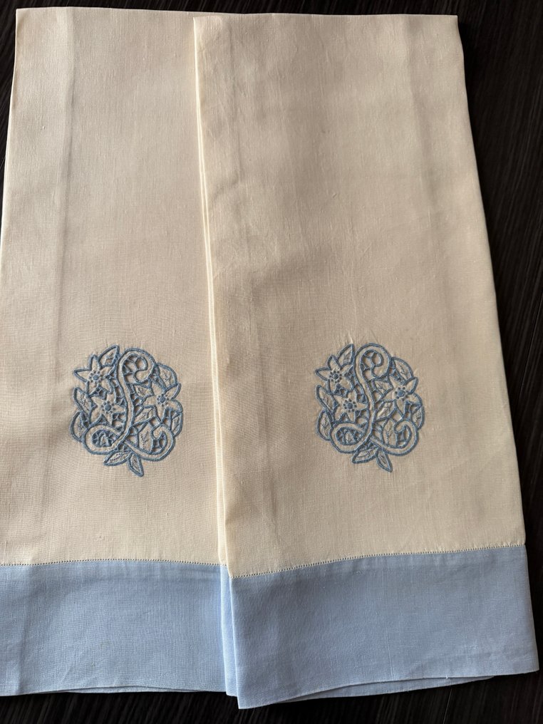 Asciugamani ricamati a mano - carved - Towel (2)  - 110 cm - 63 cm - Pure Linen #1.0
