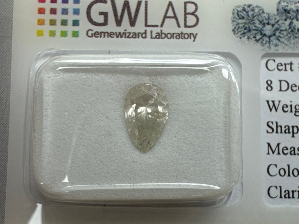 No reserve price - 1 pcs Diamond (Natural) - 1.07 ct - Pear - H - I1 - Gemewizard Gemological Laboratory (GWLab) #1.0