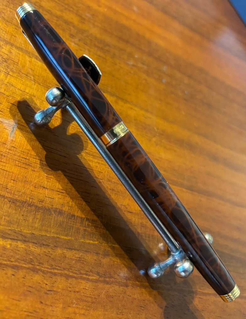 Parker - Rare Parker 75 Fountain Pen Brown Lacquer with Gold Trims and Solid 14k Fine NIB in Mint Condition - Ingen mindstepris - Fyldepen #3.2