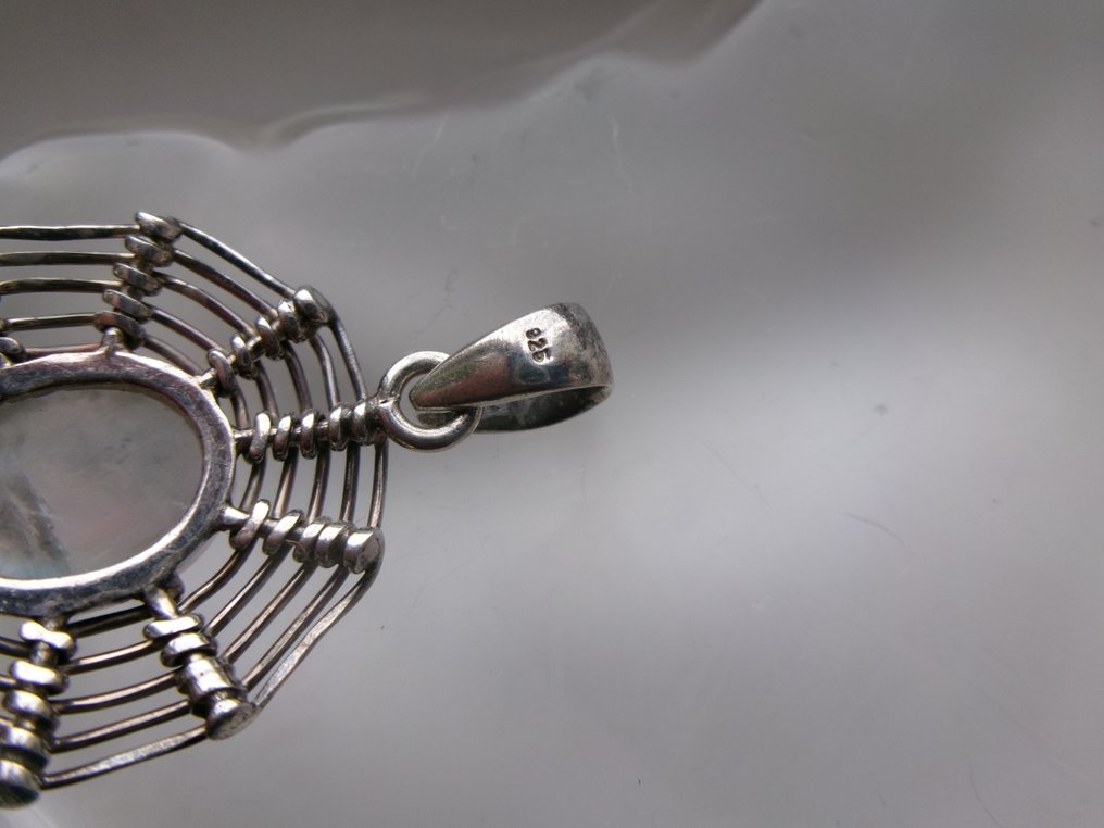 Srebro, Moonstone - Wisiorek - Art Deco Style #4.3