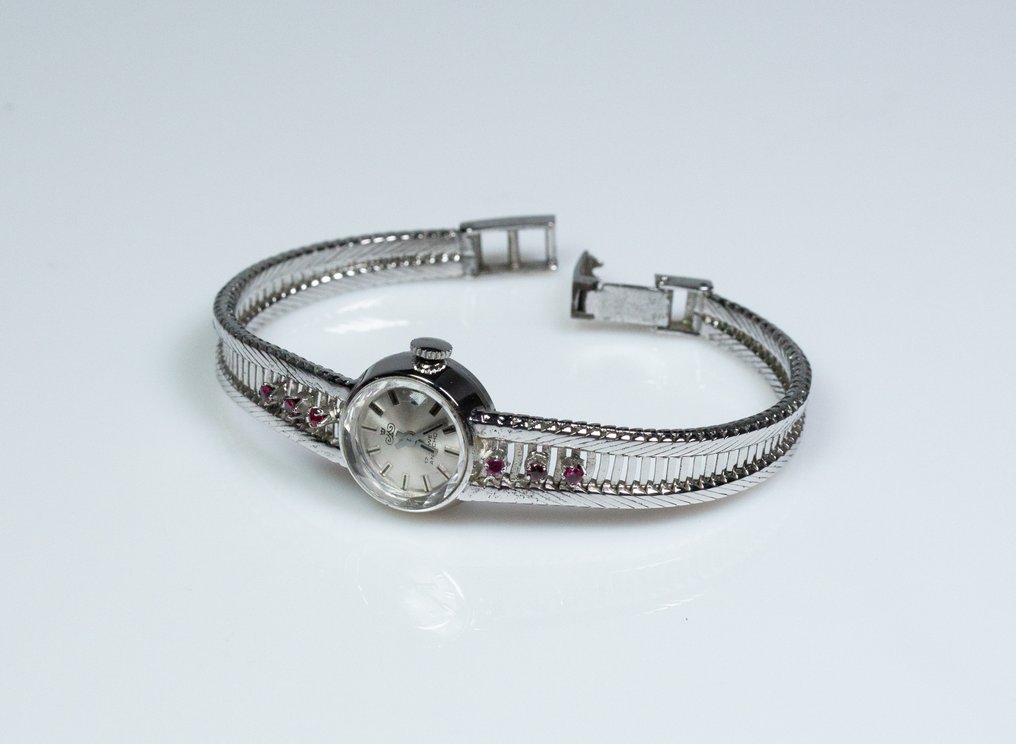 Senza prezzo di riserva - Bracciale Orologio da donna - 835 argento - 0,30 ct rubini - meccanico #2.1