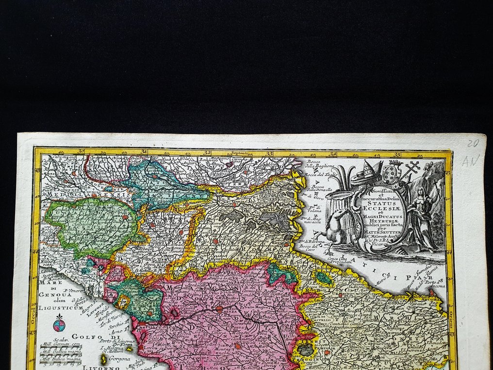 Europe - Central Italy / Tuscany / Lazio / Rome / Florence; Matthaus Seutter / C. Lotter - Novissima et Accuratissima Delineatio Status Ecclesiae et magni Ducatus Hetruriae - 1721-1750 #2.1