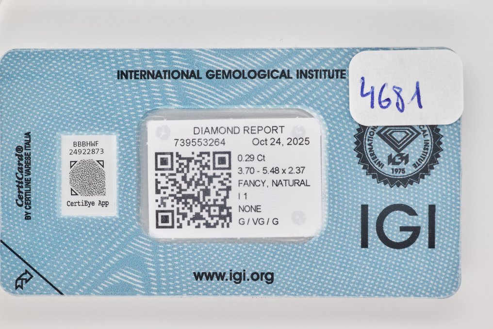Nincs minimálár - 1 pcs Gyémánt (Természetes) - 0.29 ct - Vegyes forma - I1 - Nemzetközi Gemmológiai Intézet (IGI) #3.2