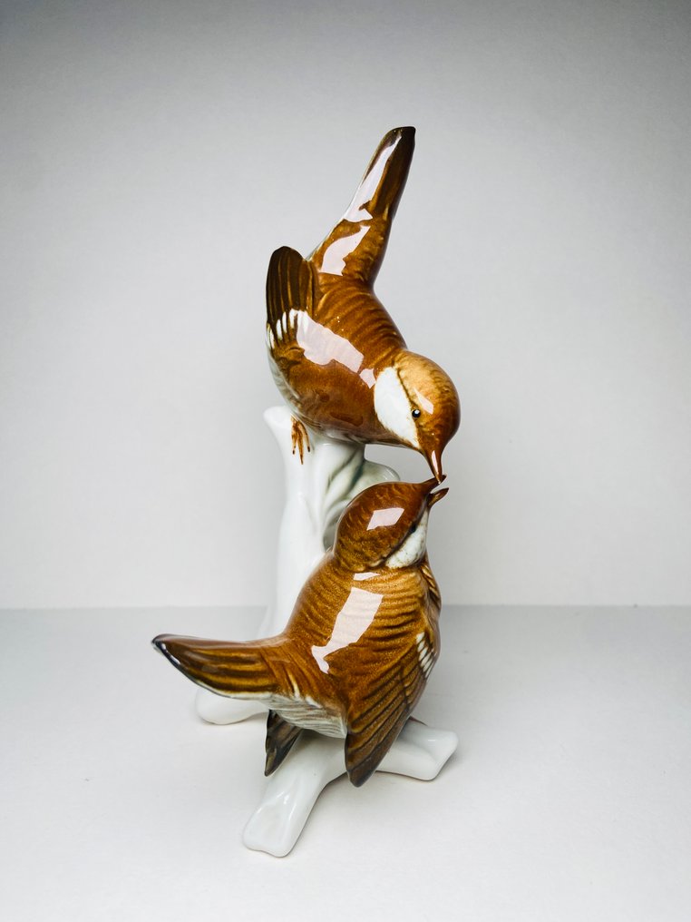 Karl Ens, Volkstedt - Αγαλματίδιο - 3 Sparrows (2) - Πορσελάνη #1.0