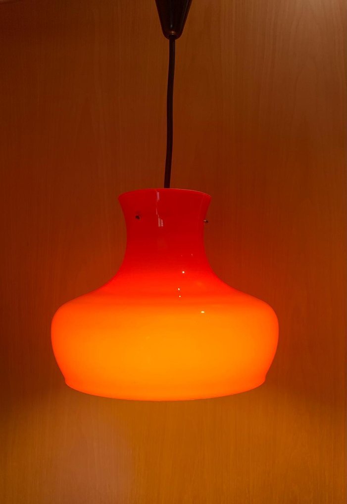 吊灯 - 钢, 维特罗欧泊诺（Vetro Opalino）- 0ttone - Modello Space Age #2.1