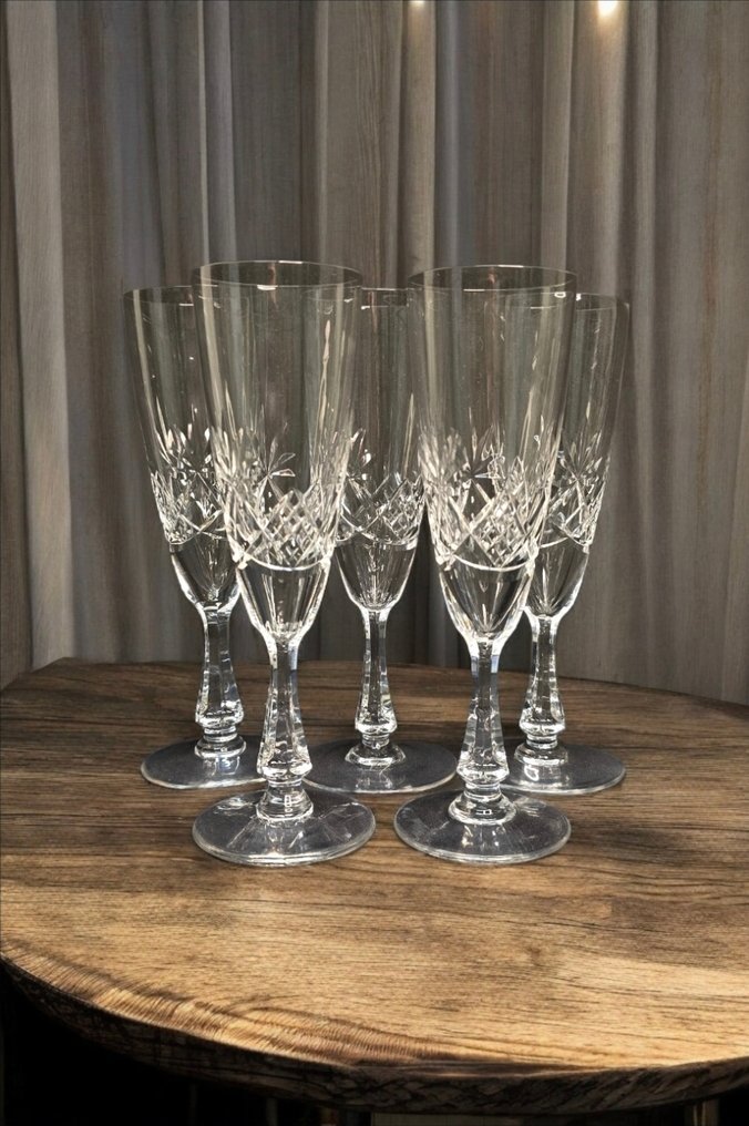 Val Saint Lambert - Drinking set - Lubin - cut crystal - Magnificent VSL flutes #2.1