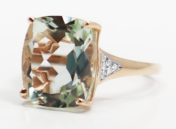 Zonder minimumprijs - Ring - 14 karaat Geel goud Quartz - Diamant #3.2