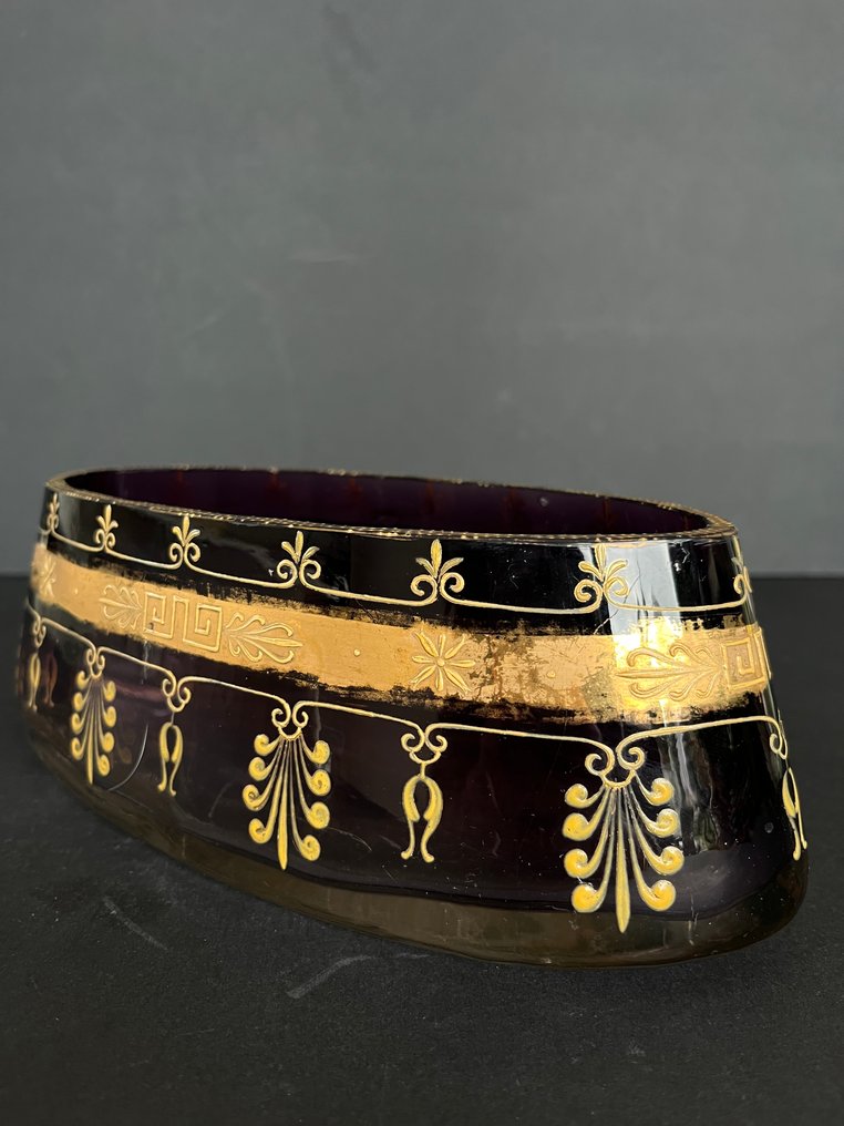 Moser Karlsbad (signé) - Centre table - Centerpiece or planter or bowl. - Crystal, Gold, Enamel - Bohemian crystal #4.3