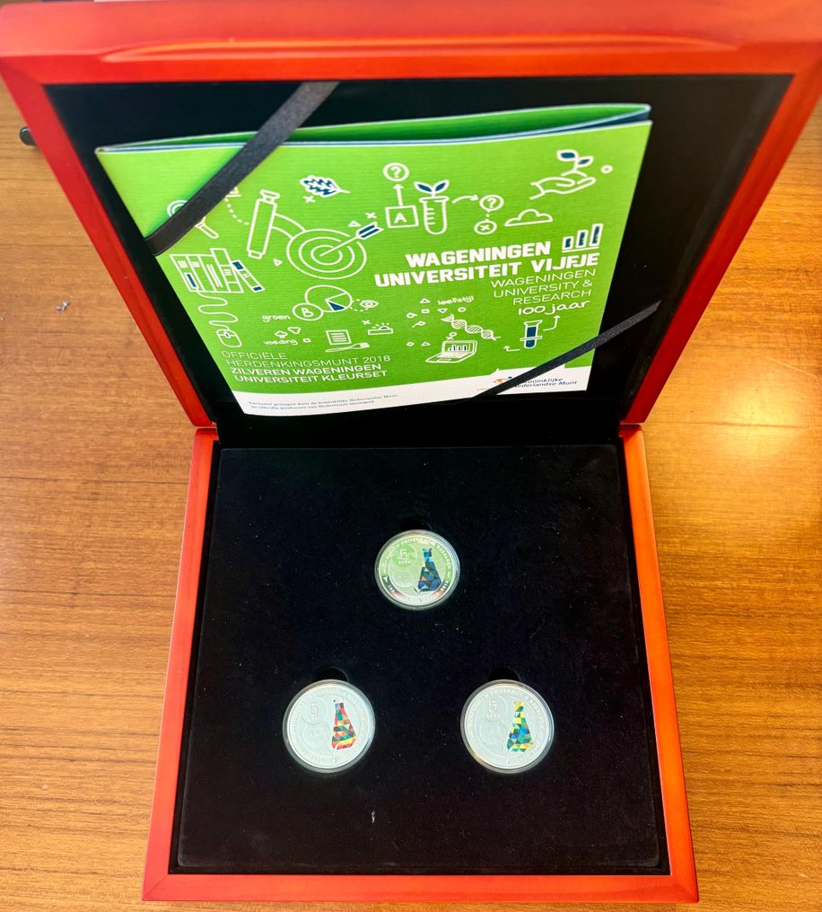 Hollandia. Willem Alexander. Zilveren Wageningen Universiteit Kleurset 2018 3x €5 (Nincs minimálár) #1.0
