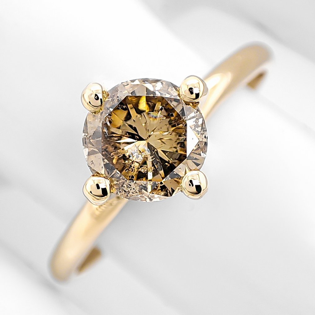 沒有保留價 - 戒指 - 14 克拉 黃金 -  1.02ct. tw. 鉆石 (天然彩色) - IGI 证书 #1.0