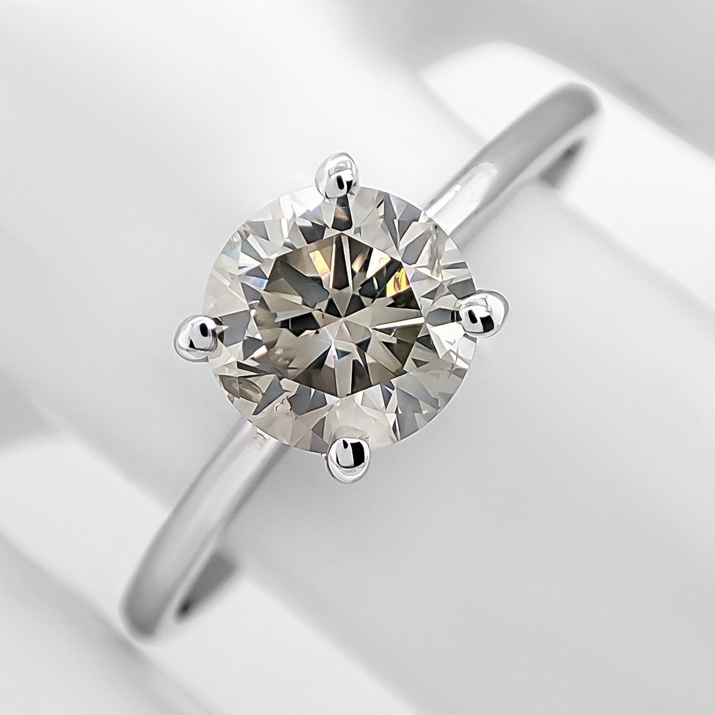 χωρίς τιμή ασφαλείας - Δαχτυλίδι - 14 καράτια Λευκός χρυσός - 0.90ct. tw. Διαμάντι (Φυσικού χρώματος) - Πιστοποιητικό IGI #2.1