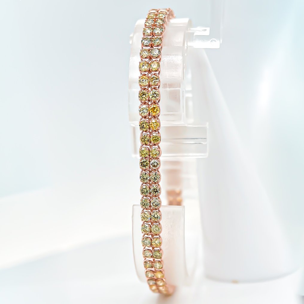 Sans prix de réserve - Bracelet - 14 carats Or rose -  5.09ct. tw. Jaune Diamant (Couleur naturelle) - IGI - Livraison EU le lendemain #1.0