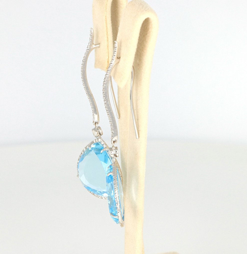 Sans prix de réserve - Boucles d'oreilles - 18 carats Or blanc - 6.00ct. tw. Aigue-marine - Diamant #3.2