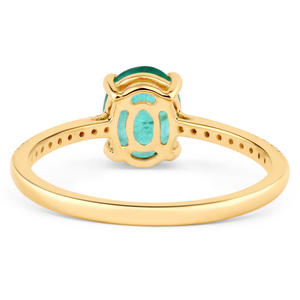 Ring - 14 karat Gull -  1.38ct. tw. Smaragd - Diamant #3.2