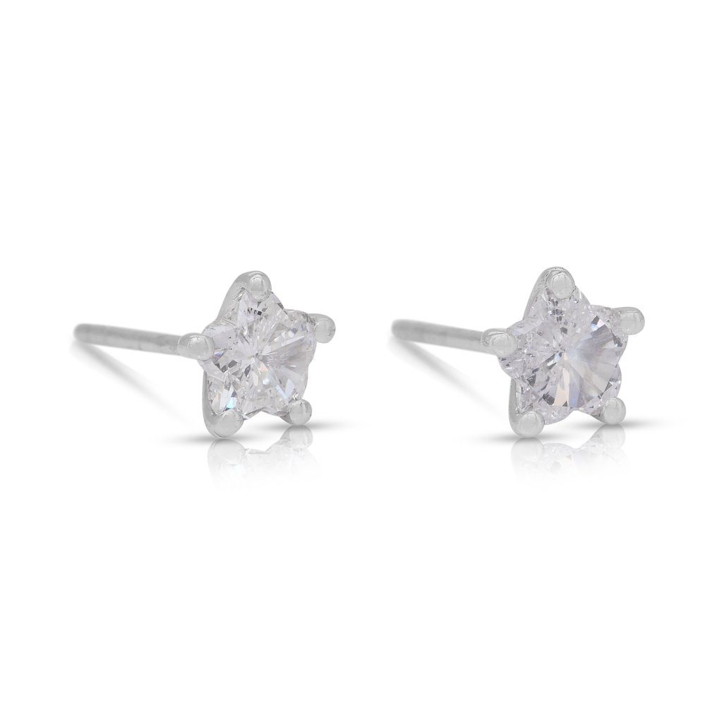 耳环 - 18K包金 白金 - 0.80ct. tw. 钻石 (天然) - 经典耳钉 #2.1