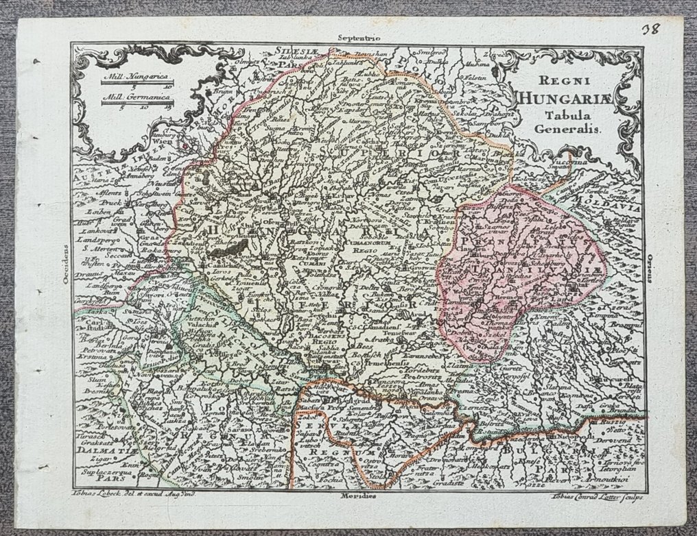 Ungarn - Mappa; Tobias Conrad Lotter (1717-1777) - Lobeck Tobias (notizie 1730-1750) - "Regni Hungariae Tabula Generalis" - 1721-1750 #1.0