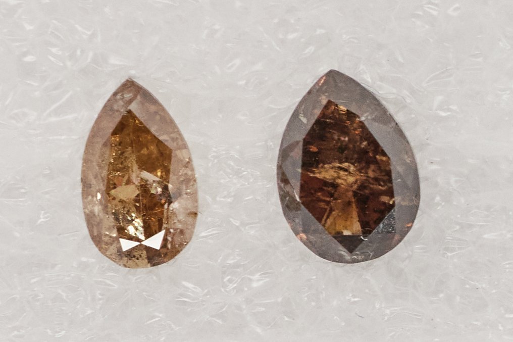 χωρίς τιμή ασφαλείας - 2 pcs Διαμάντι  (Φυσικό)  - 1.14 ct - Αχλάδι - I3 - Gem Report Antwerp (GRA) #1.0