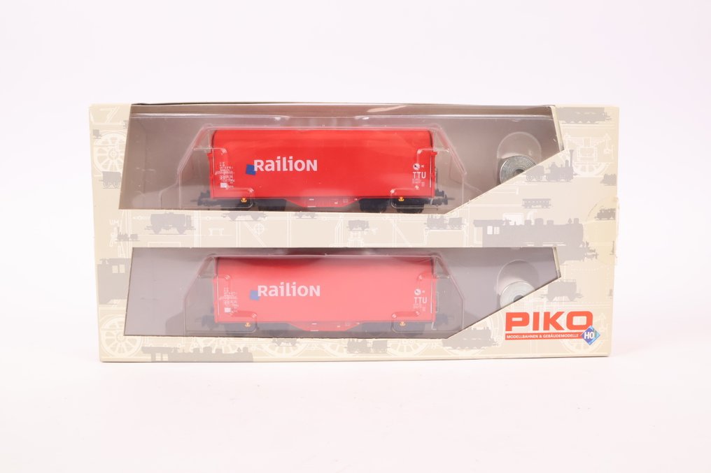Piko H0 - 58079 - Ensemble de wagons de marchandises pour trains miniatures (1) - Ensemble de deux wagons couverts avec une toile - NS / Railion #2.1