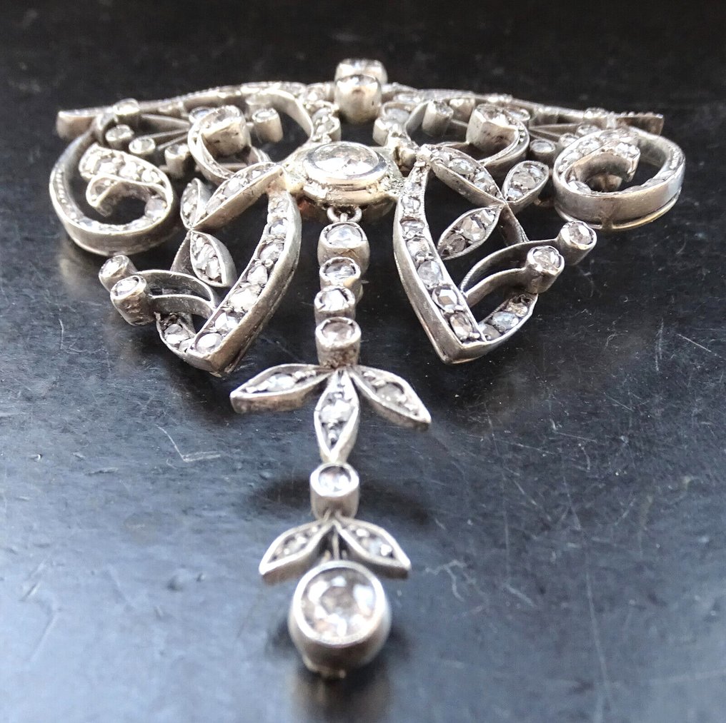 胸針 - 18 克拉 黃金, 銀 - 3.00ct. tw. 鉆石 (天然) - 鉆石 - Jugendstil 在巴黎 #3.2
