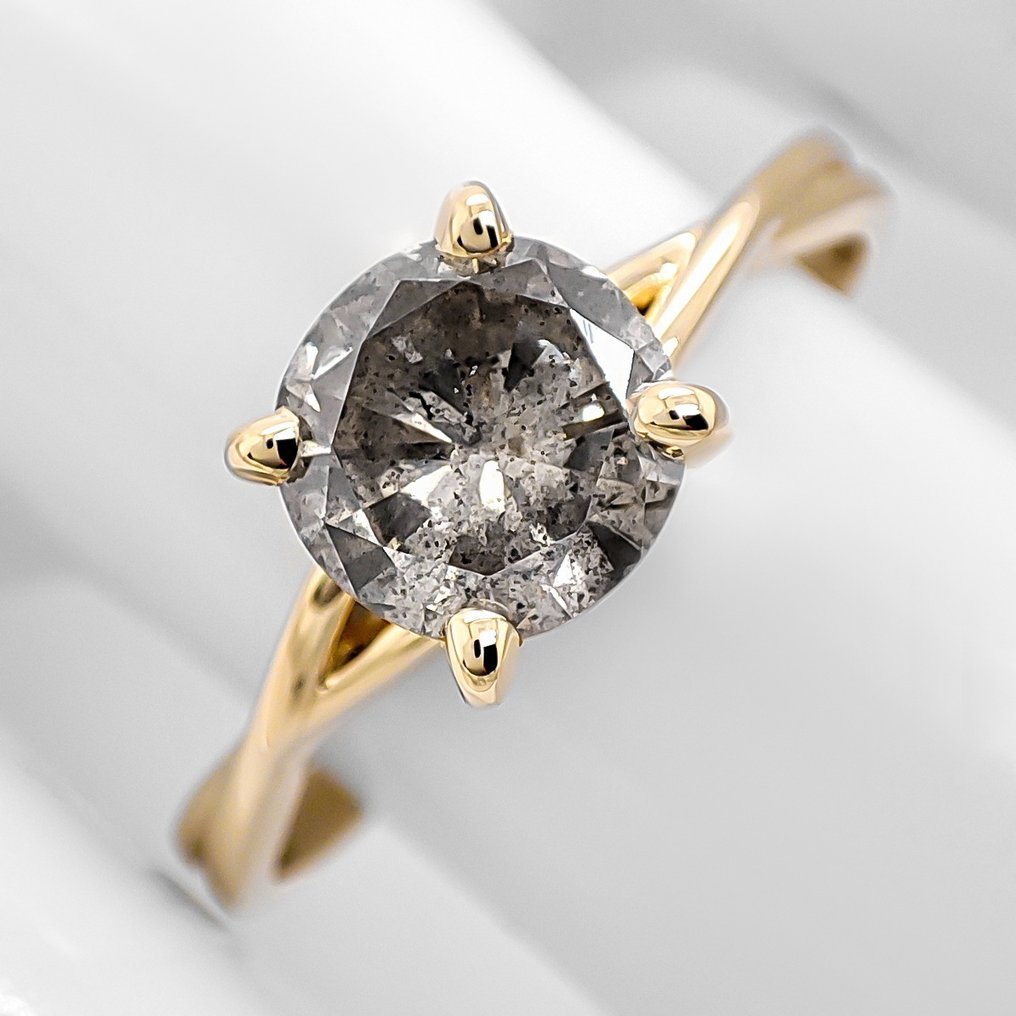 χωρίς τιμή ασφαλείας - Δαχτυλίδι - 14 καράτια Κίτρινο χρυσό -  1.07ct. tw. Διαμάντι (Φυσικού χρώματος) - Πιστοποιητικό IGI #1.0