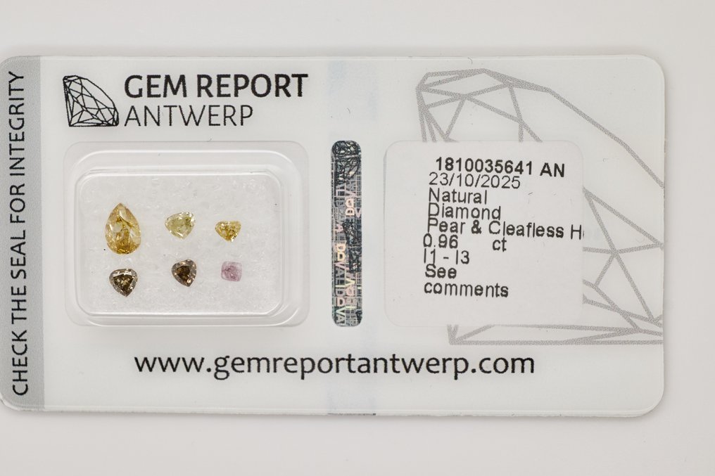 Ingen mindstepris - 6 pcs Diamant  (Natur)  - 0.96 ct - Blandet slibning - I1, I2, I3 - Gem Report Antwerp (GRA) #1.0